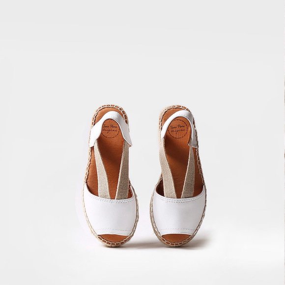 Toni Pons Girls Espardilla sandals with straps in White Leather  - ELI-P 13 - Picture 2 of 4